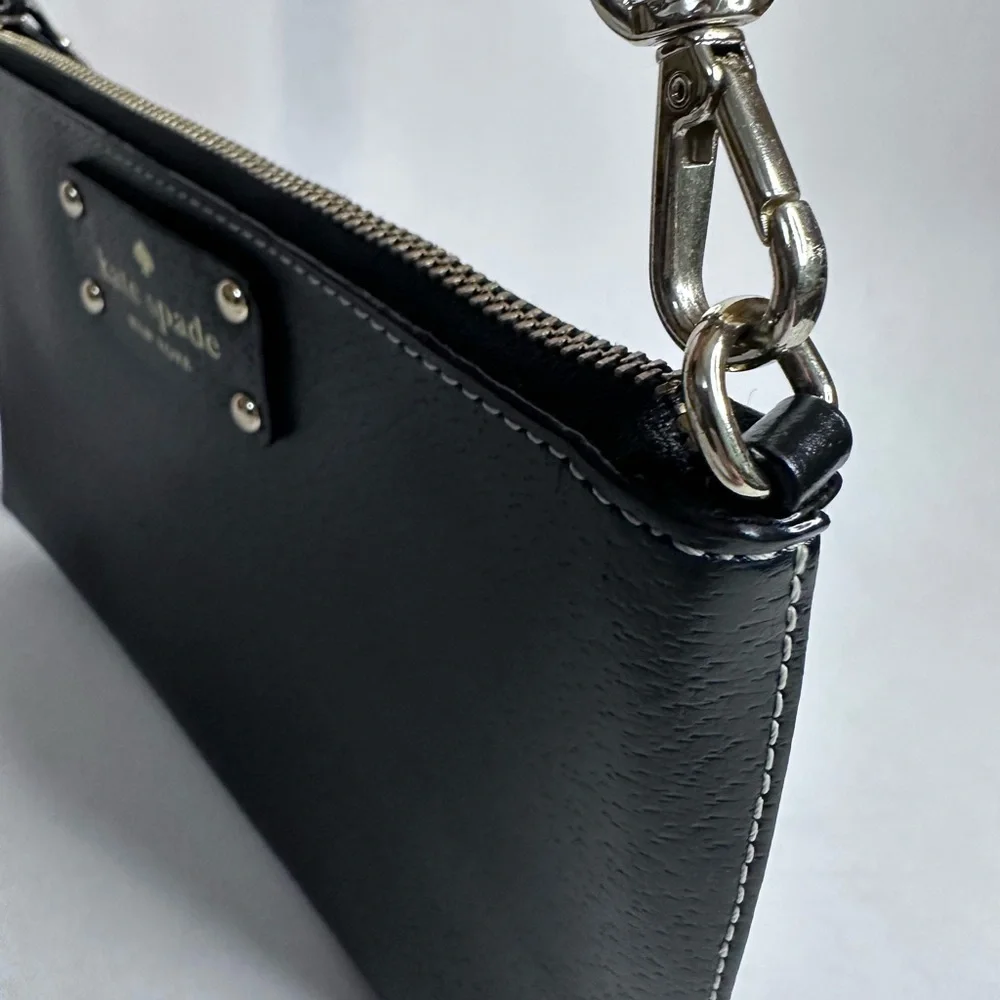 Kate Spade Wellesley Linet Leather Wristlet Top Handle – Black